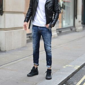 black leather high top converse mens